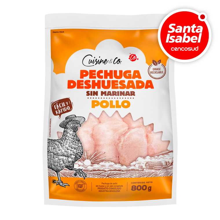 04 Dic – SISA – Pechuga de Pollo Deshuesada Congelada Sin Marinar Cuisine & Co 800g Envasado