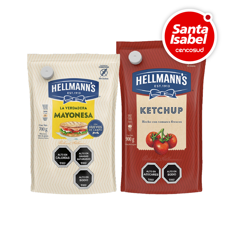 Mayonesa y Ketchup Hellmann's en oferta pagando con CencoPay en Santa Isabel