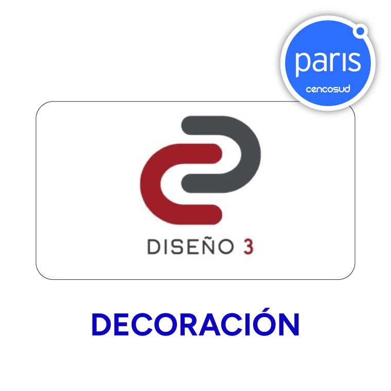 Decoración Diseño 3 en oferta pagando con CencoPay en Paris.cl y App Paris