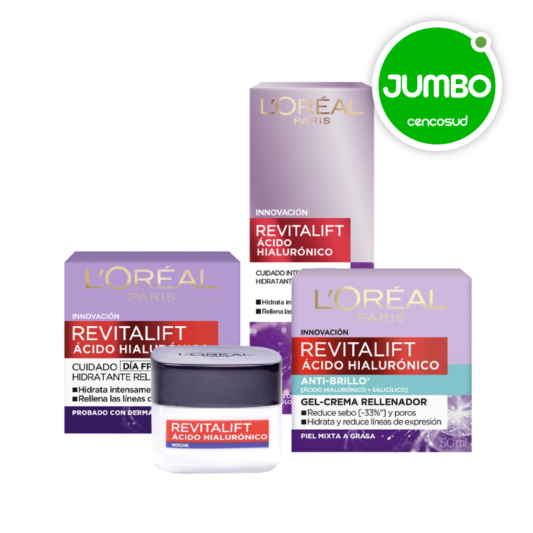 Rutina Facial L'Oréal Ácido Hialurónico en oferta pagando con CencoPay en Jumbo