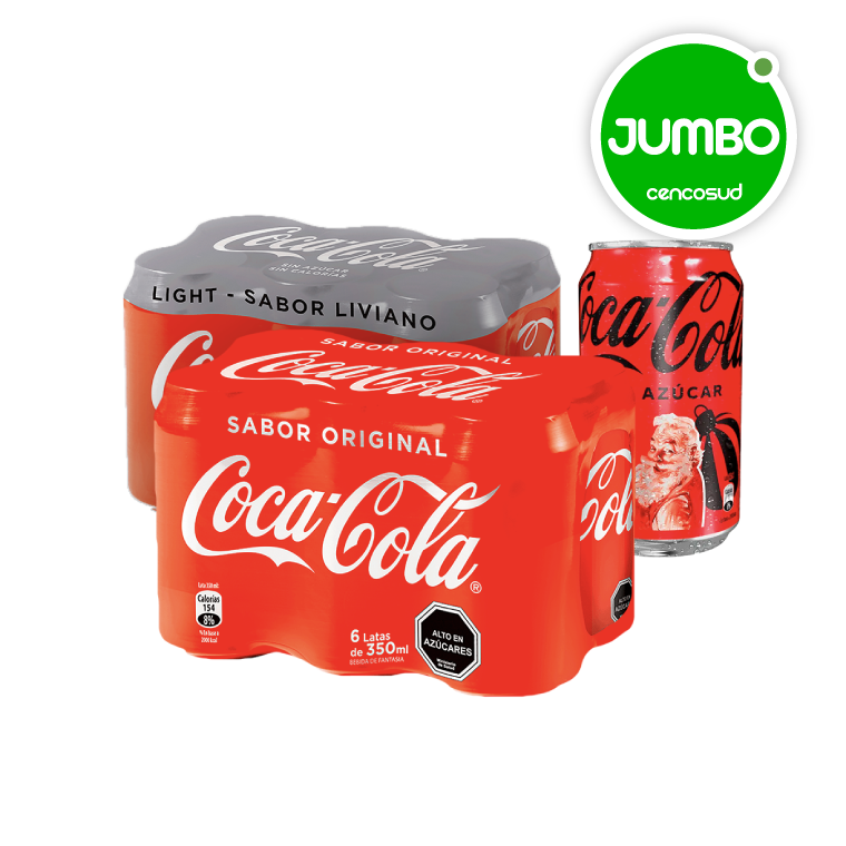 Pack 6 Latas Coca-Cola 350cc en oferta pagando con CencoPay en Jumbo