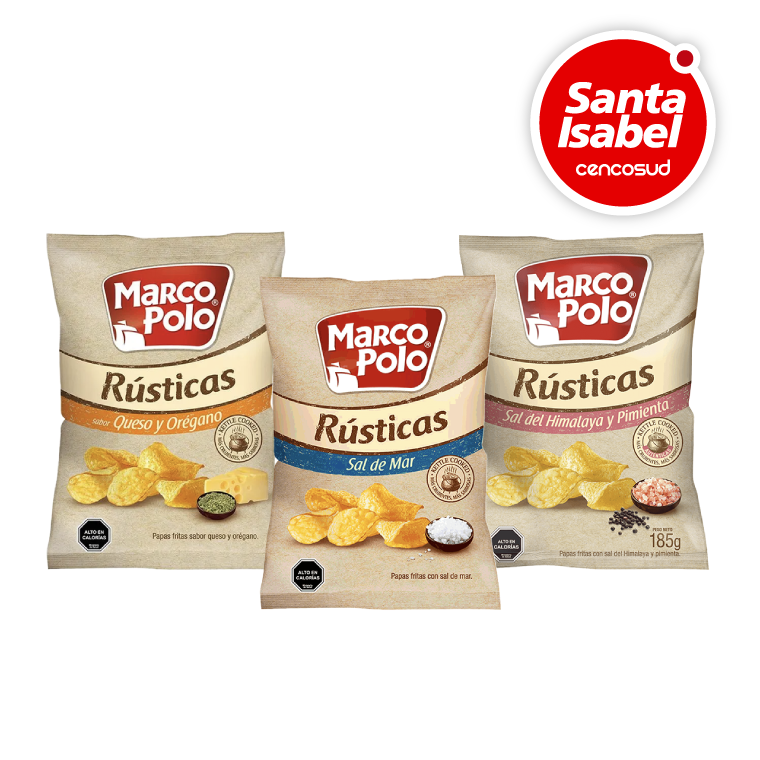 Papas Rústicas Marco Polo 185g en oferta pagando con CencoPay en Santa Isabel