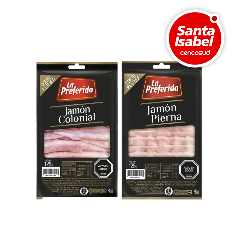 Jamón Pierna o Colonial La Preferida en oferta pagando con CencoPay en Santa Isabel