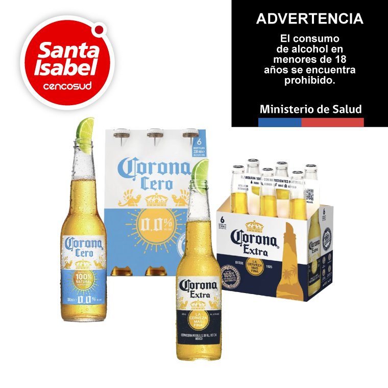 Pack Cerveza Corona Sin Alcohol en oferta pagando con CencoPay en Santa Isabel