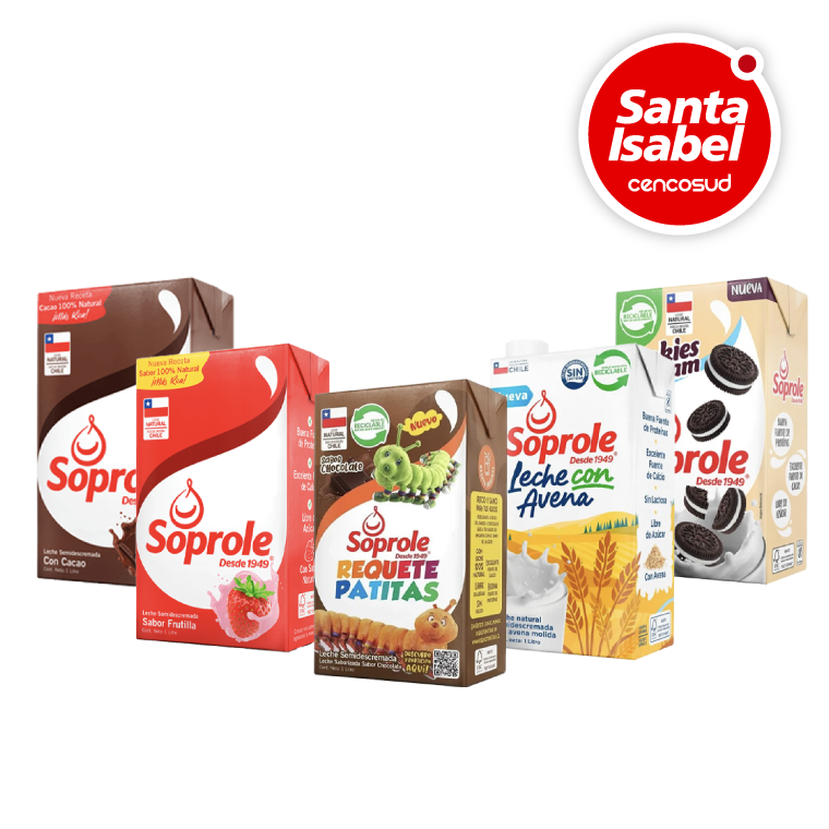 Leche Soprole 1 Litro en oferta pagando con CencoPay en Santa Isabel