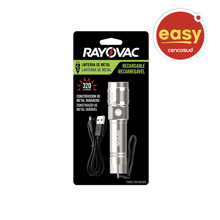 Linterna Recargable Metálica Rayovac en oferta pagando con Cencopay en Easy