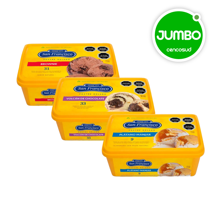 Postres Helados San Francisco Variedades 1Lt en oferta pagando con Cencopay en Jumbo