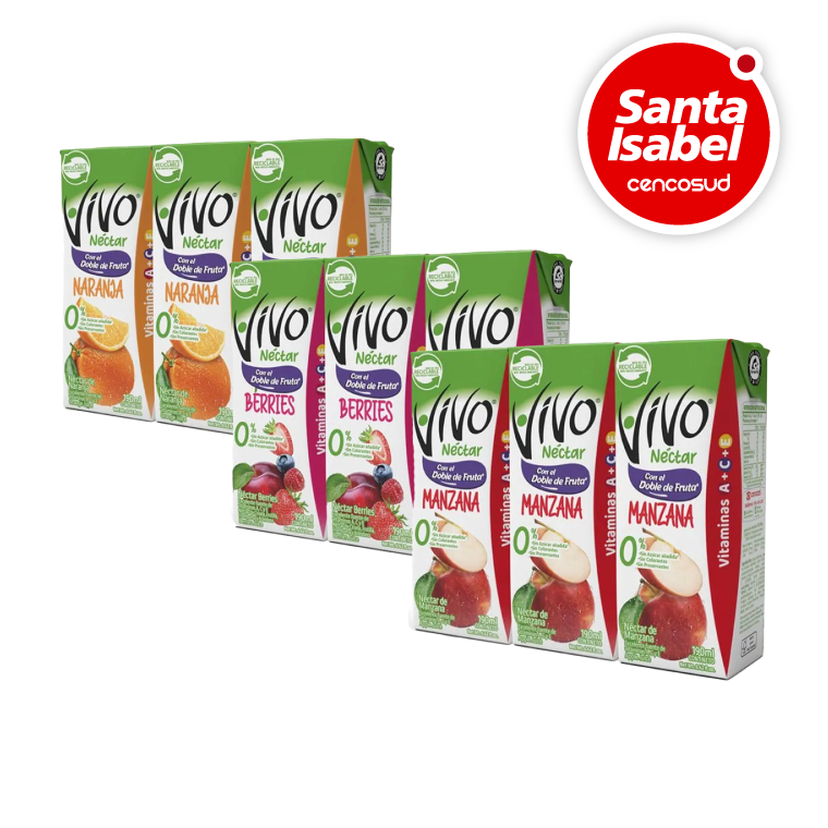 Jugos Vivo pack en oferta pagando con CencoPay en Santa Isabel