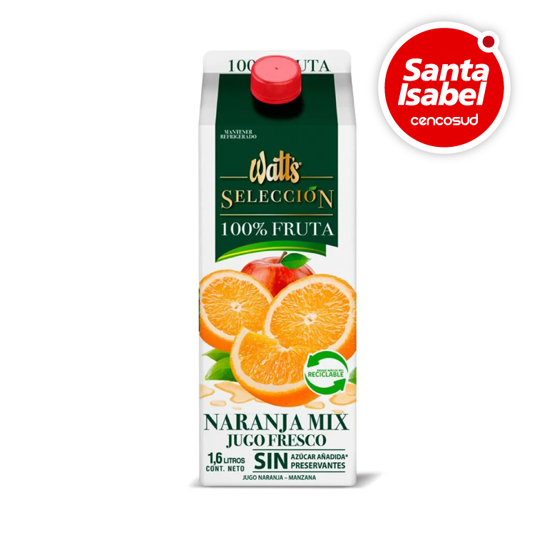 Jugo Watts Naranja 1.6lt en oferta pagando con CencoPay en Santa Isabel