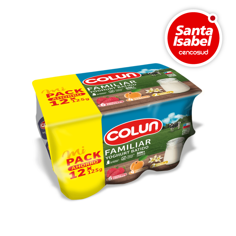 Pack Yogurt Batido Colun 12x125g en oferta pagando con CencoPay en Santa Isabel