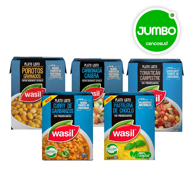 Platos Wasil en oferta pagando con CencoPay en Jumbo