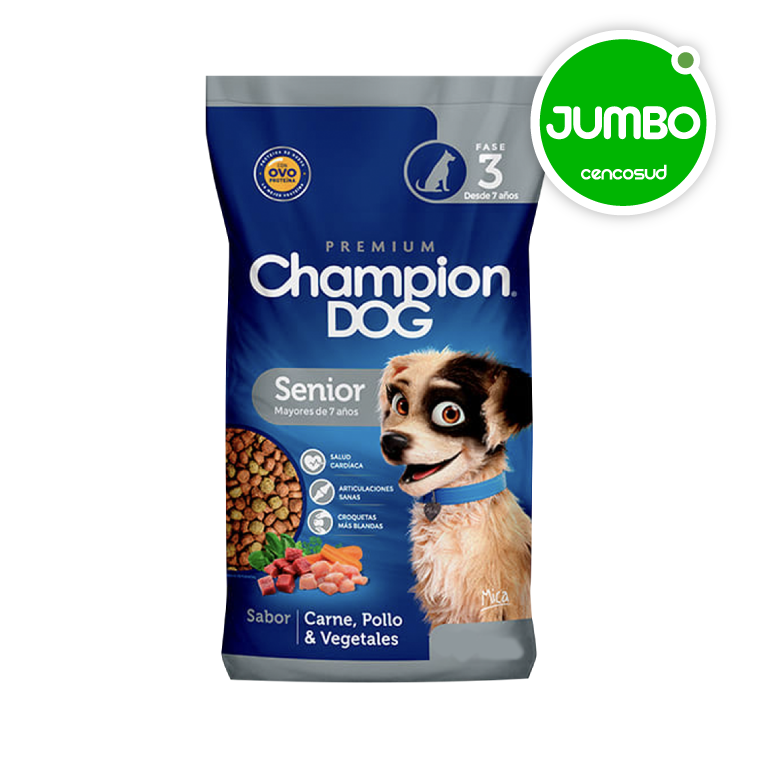 Alimento Perro Champion Dog Senior 15kg en oferta pagando con CencoPay en Jumbo