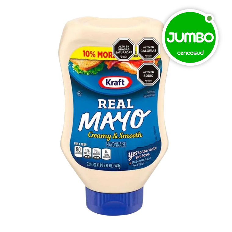 Mayonesa Kraft Real Mayo Regular Squeeze 578g en oferta pagando con CencoPay en Jumbo