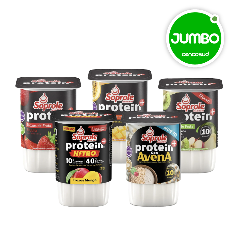 Yogurt Protein+ Trozos Soprole 155g. Variedades en oferta pagando con CencoPay en Jumbo