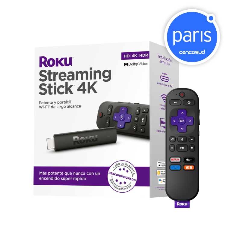 Roku Stick 4K Reacondicionado en oferta pagando con CencoPay en Paris
