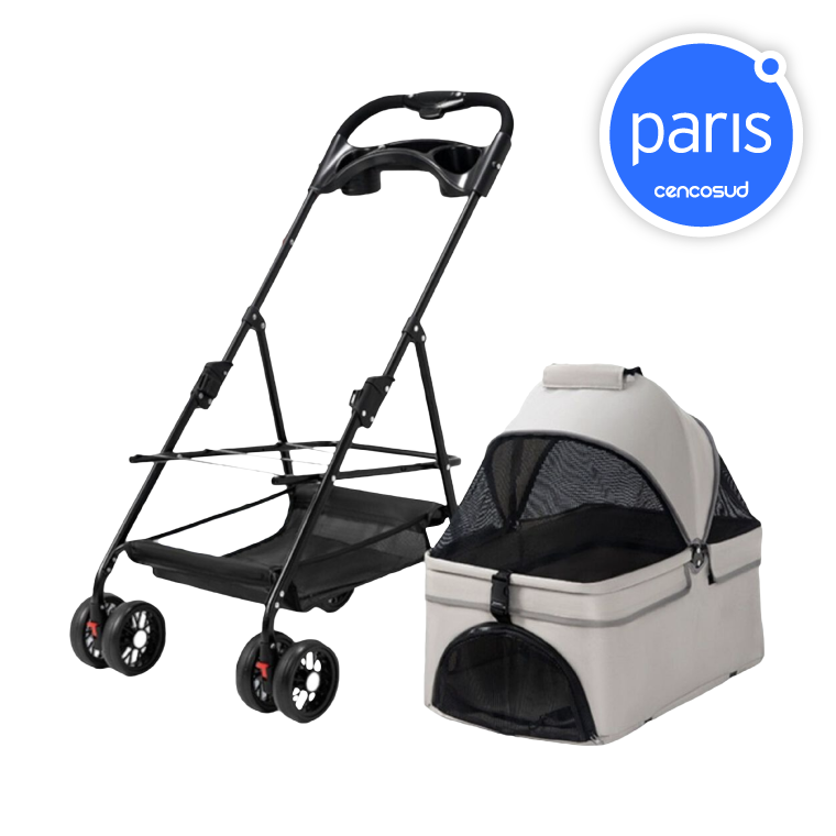 Coche Para Mascotas Perros Gatos 2 En 1 LuBabycas Gris en oferta pagando con CencoPay en París
