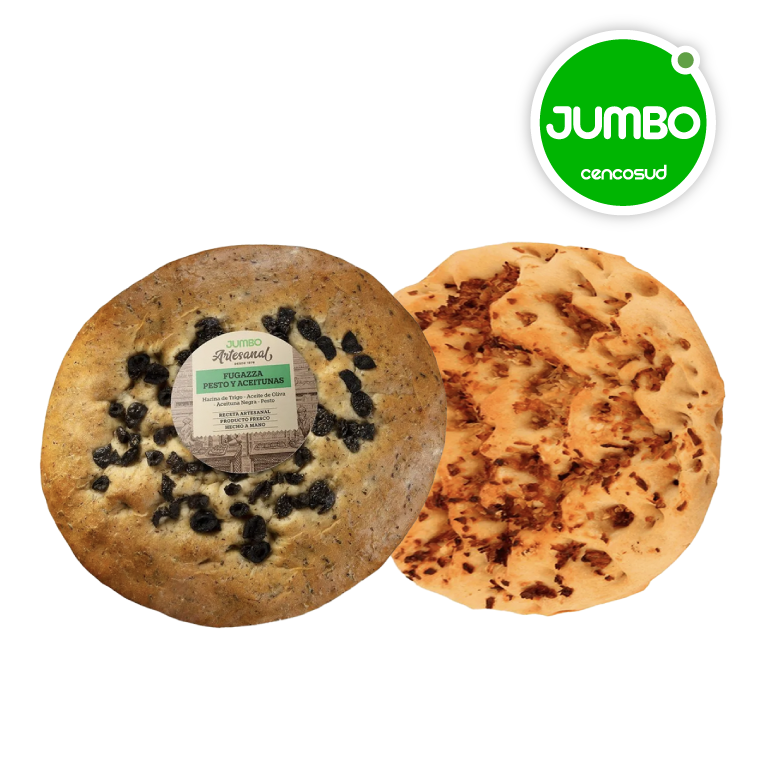 Fugazza Cebolla o Pesto y Aceitunas en oferta pagando con CencoPay en Jumbo
