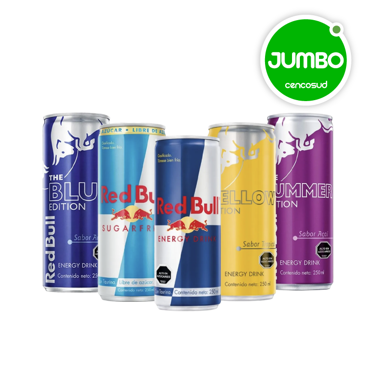 Red Bull Energética Lata de 250cc Variedadesen oferta pagando con CencoPay en Jumbo