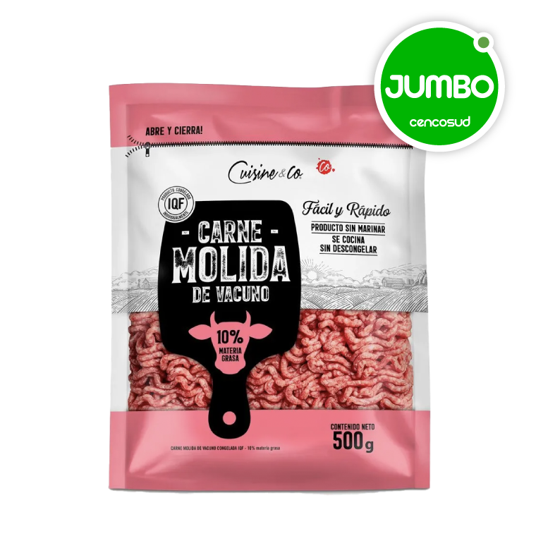 Carne molida 10% Cuisine & Co Congelada 500g en oferta pagando con CencoPay en Jumbo