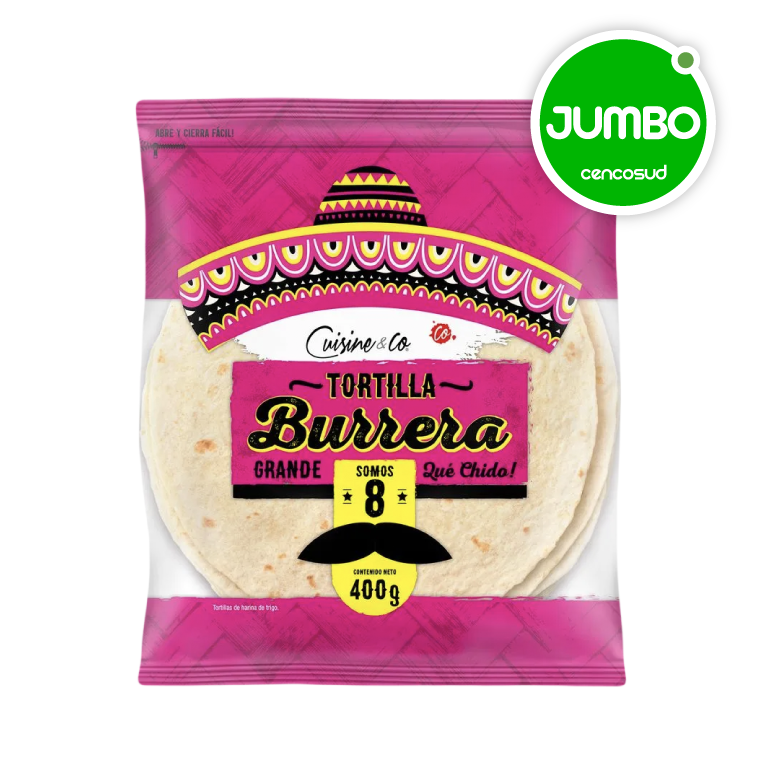 Tortilla Burrera Cuisine & Co, 8 Unidades en oferta pagando con CencoPay en Jumbo
