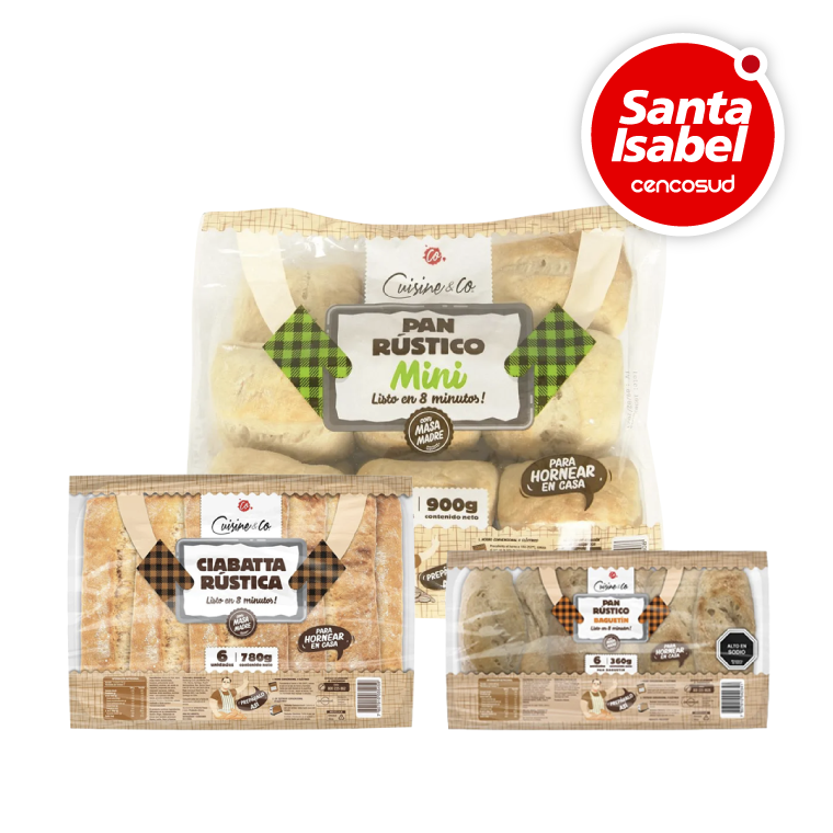 Pan Rústico Mini, Ciabatta o Baguettin Cuisine & Co en oferta pagando con CencoPay en Santa Isabel
