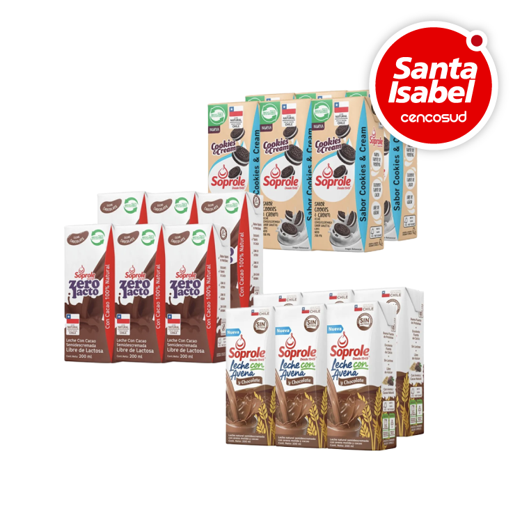 Leche Soprole 200cc Variedades 6 unidadesen oferta pagando con CencoPay en Santa Isabel