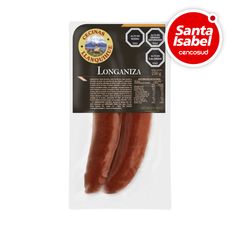 Longaniza Llanquihue 250gen oferta pagando con CencoPay en Santa Isabel