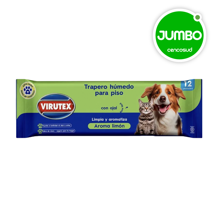 Trapero Húmedo Piso Virutex Apto para Zonas de Mascotas 12unen oferta pagando con CencoPay en Jumbo