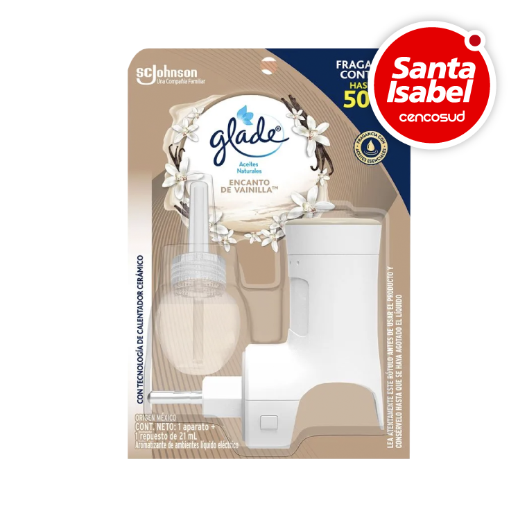 Desodorante Ambiental Glade Aceites Naturales Aparato + Repuesto 21 ml. Variedadesen oferta pagando con CencoPay en Santa Isabel