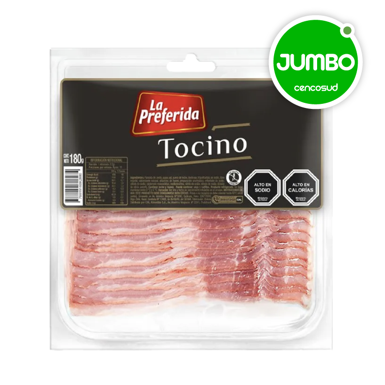 Tocino La Preferida 180g. Exclusivo Online en oferta pagando con CencoPay en Jumbo
