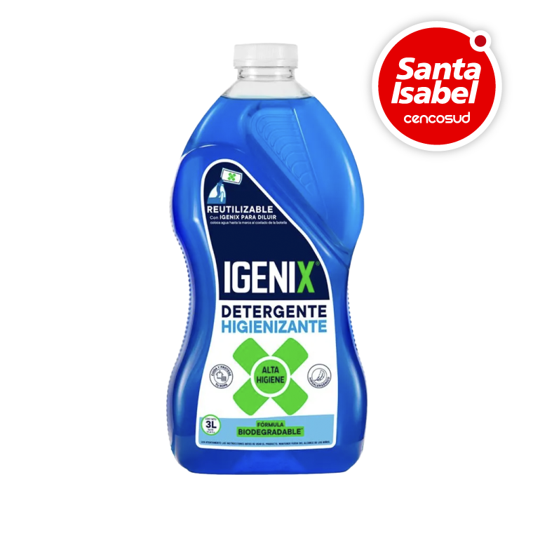 Detergente Igenix Higienizante 3L. Exclusivo Online en oferta pagando con CencoPay en Santa Isabel