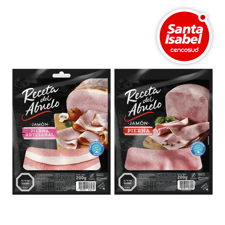 Jamón Pierna Receta del Abuelo 200g Variedades en oferta pagando con CencoPay en Santa Isabel