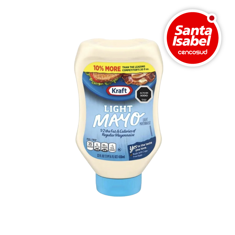 Mayonesa Kraft Squeeze Light 656g en oferta pagando con CencoPay en Santa Isabel