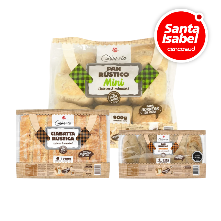 Pan Rústico Mini, Baguetin, Ciabatta Cuisine & Co en oferta pagando con CencoPay en Santa Isabel