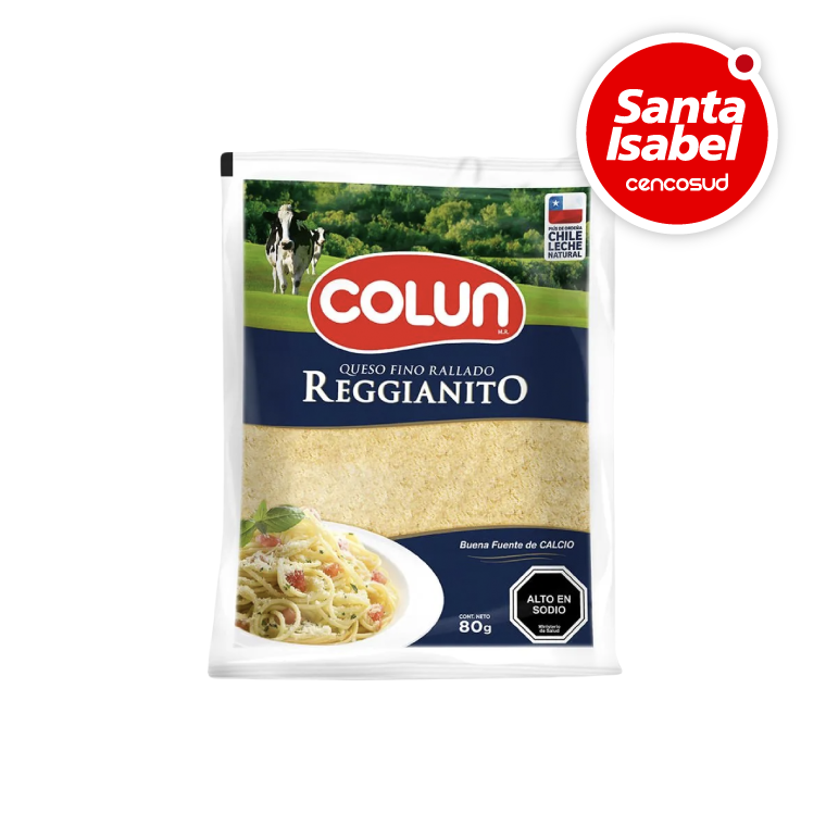 Queso Rallado Colun Reggianito 80g. Exclusivo Online en oferta pagando con CencoPay en Santa Isabel