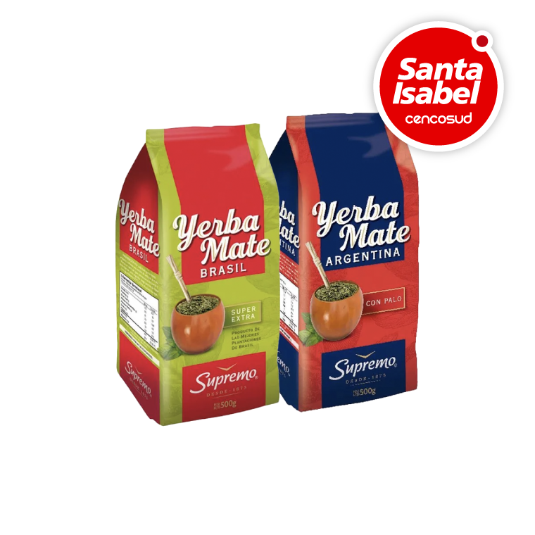 Yerba Mate Supremo Argentina o Brasil 500g en oferta pagando con CencoPay en Santa Isabel