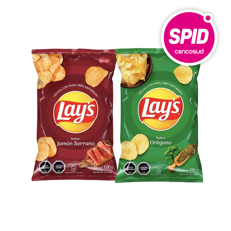 Papas Fritas Lay's Mediterráneas Orégano o Jamón Serrano 180g en oferta pagando con CencoPay en SPID