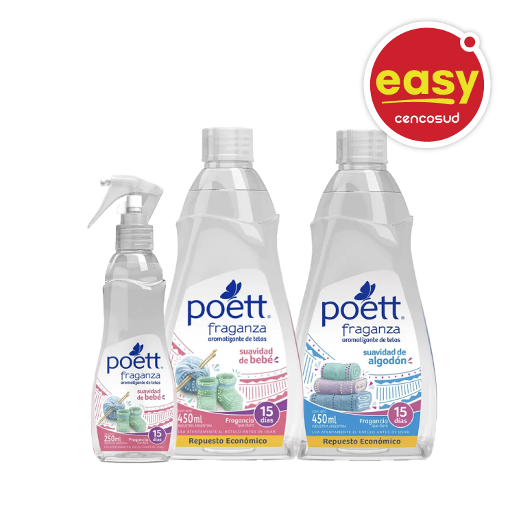 Aromatizador de Telas Poett 450ml Variedades en oferta pagando con CencoPay en Easy