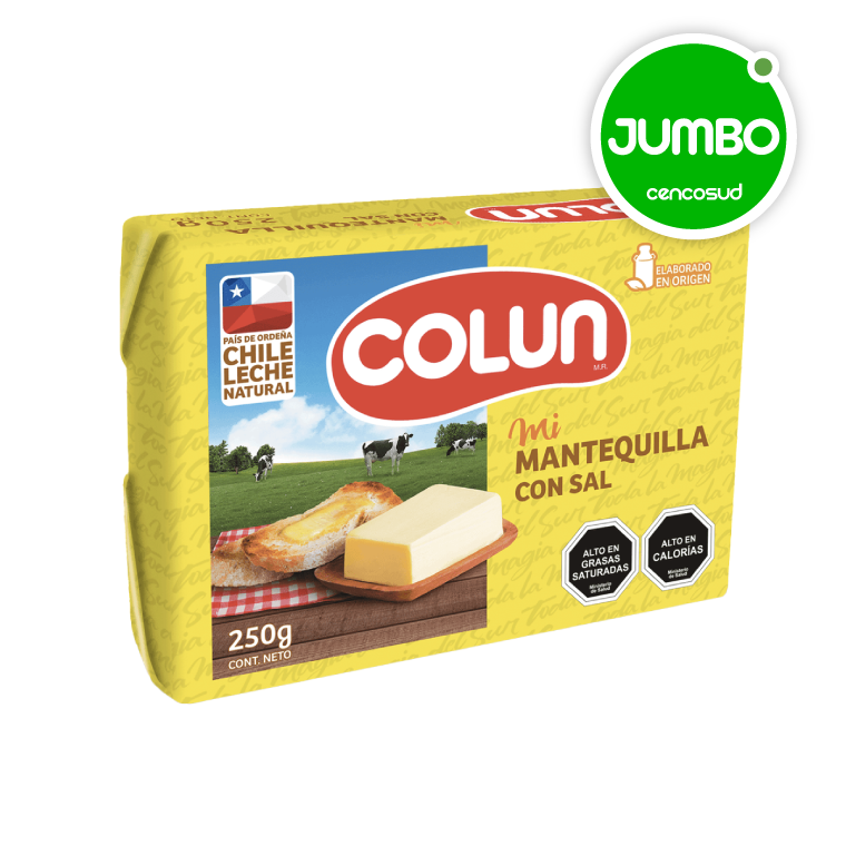 Mantequilla Colun con Sal 250g en oferta pagando con CencoPay en Jumbo