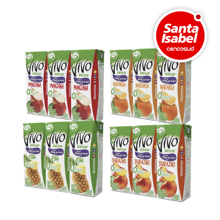Pack Néctar Vivo Variedades 3x190cc en oferta pagando con CencoPay en Santa Isabel