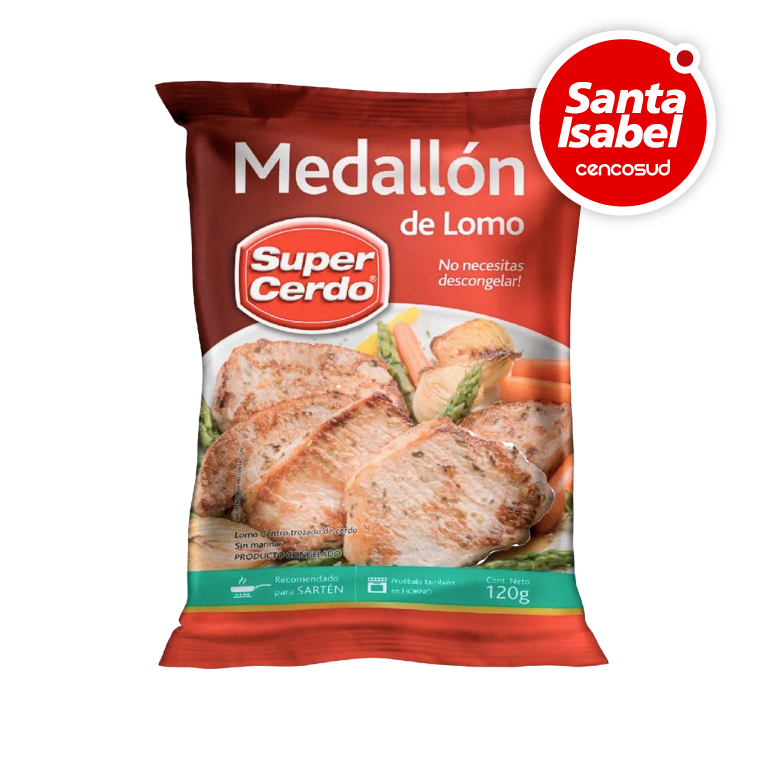 Medallón de Lomo de Cerdo Super Cerdo Congelado 120 g en oferta pagando con CencoPay en Santa Isabel