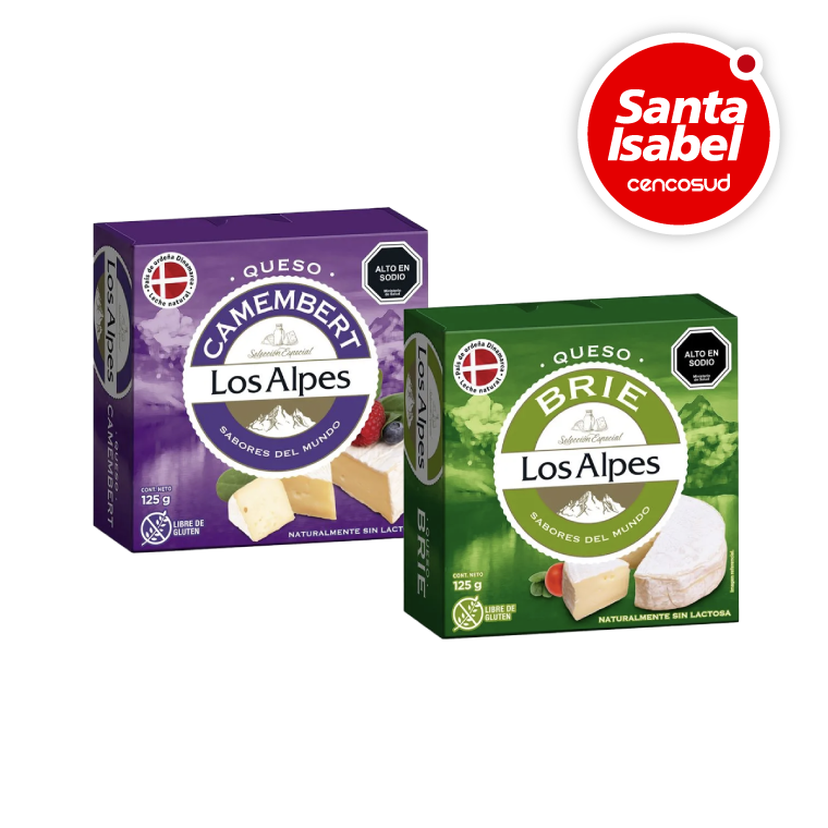 Quesos Brie o Camembert Los Alpes 125g en oferta pagando con CencoPay en Santa Isabel