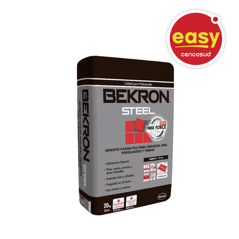 Adhesivo Muro Steel Polvo Bekron 20kg en oferta pagando con CencoPay en Easy