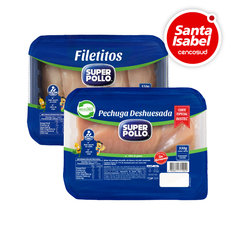 Filete o Pechuga Deshuesada Super Pollo 530g en oferta pagando con CencoPay en Santa Isabel