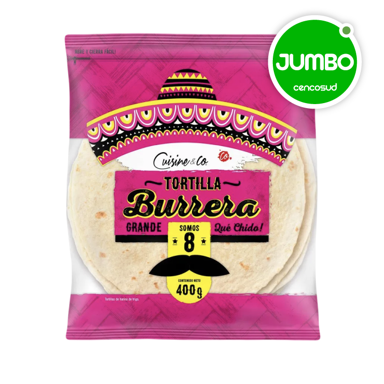 Tortilla Burrera Cuisine & Co 400g 8 un en oferta pagando con CencoPay en Jumbo