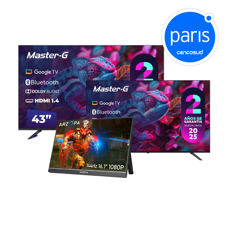 Smart TV Master G 32"/42" o Led Monitor Gamer 16.1". Exclusivo Presencial en oferta pagando con CencoPay en Paris