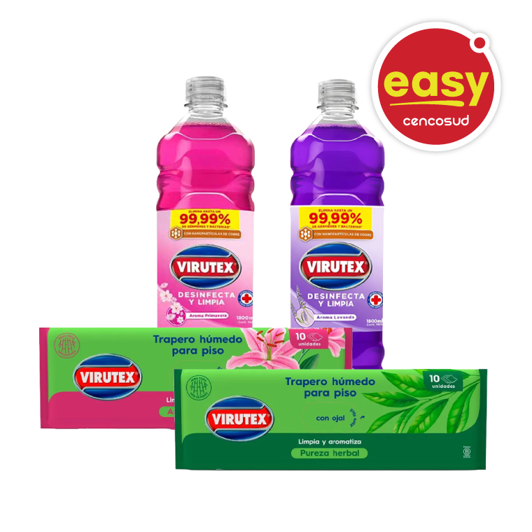 Traperos Húmedos y Limpiador Desinfectante Virutex. Producto Seleccionados. Exclusivo Presencial en oferta pagando con Sakdo CencoPay en Easy