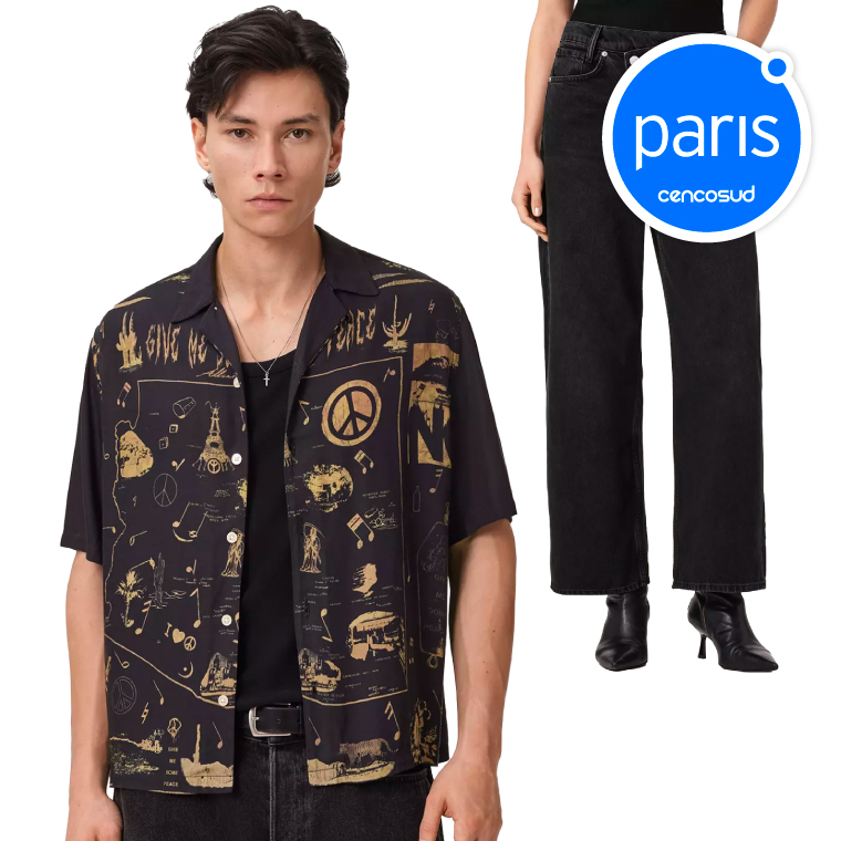 Vestuario Hombre & Mujer AllSaints. Productos Seleccionados. Exclusivo Online en oferta pagando con CencoPay en Paris